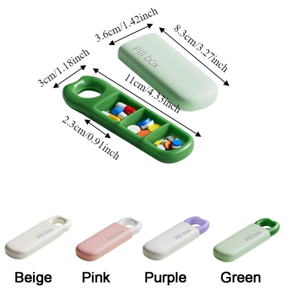 Vitamin Container Mini 3 Grids Pill Box Sealed Moisture-Proof Pill Storage Box Waterproof with Lids Pill Box Office