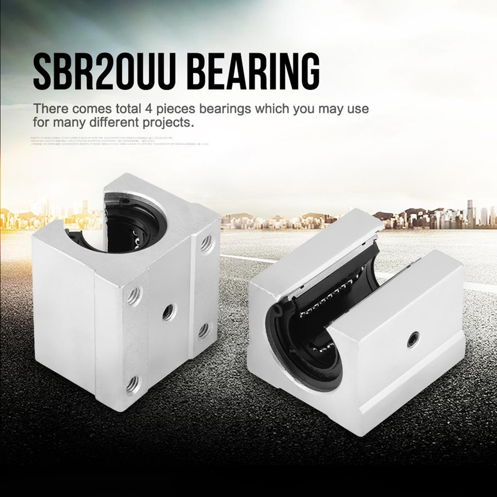 4pcs SBR20UU Open Linear Motion Bearing Sliding Block 3D Printer CNC Parts 20*39*11mm