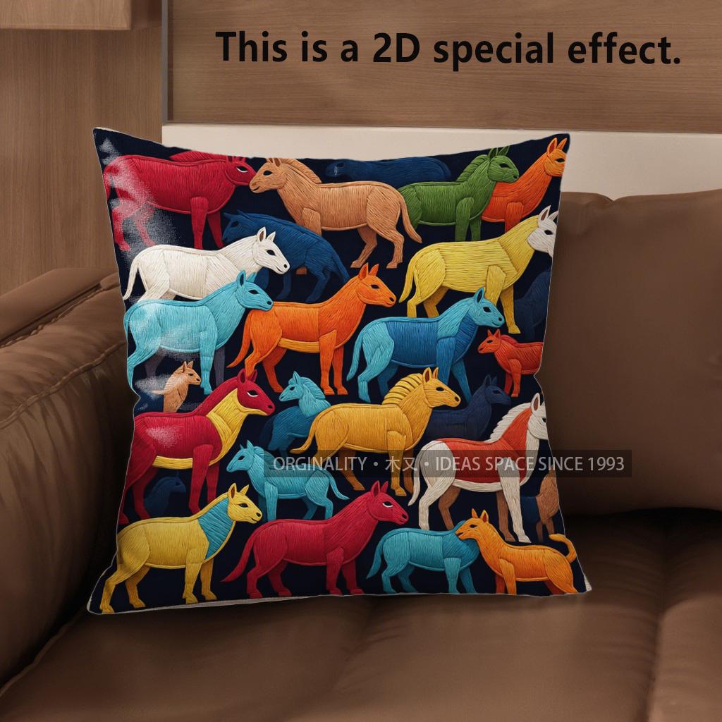 2D Bohemian Tribal Animal Print Throw Pillow Covers Pattern Cushion Cover Suitable For Sofa Bedroom Car Pillow Cover