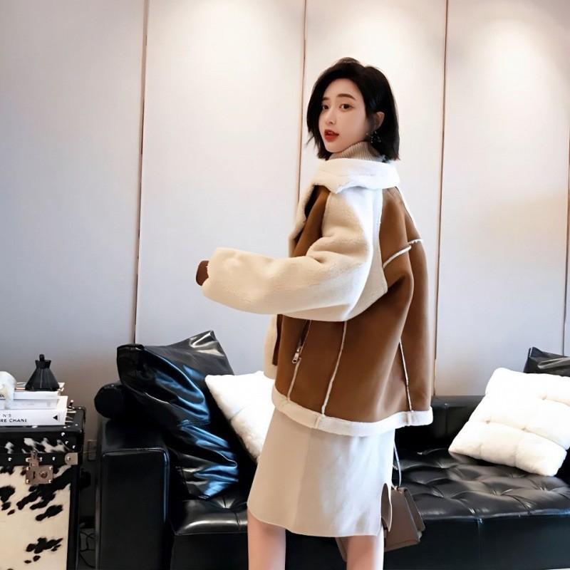 Women's Winter Windproof Warm Jacket Lining Padded and Thickened Business Warm Jacket PU Leather Jacket