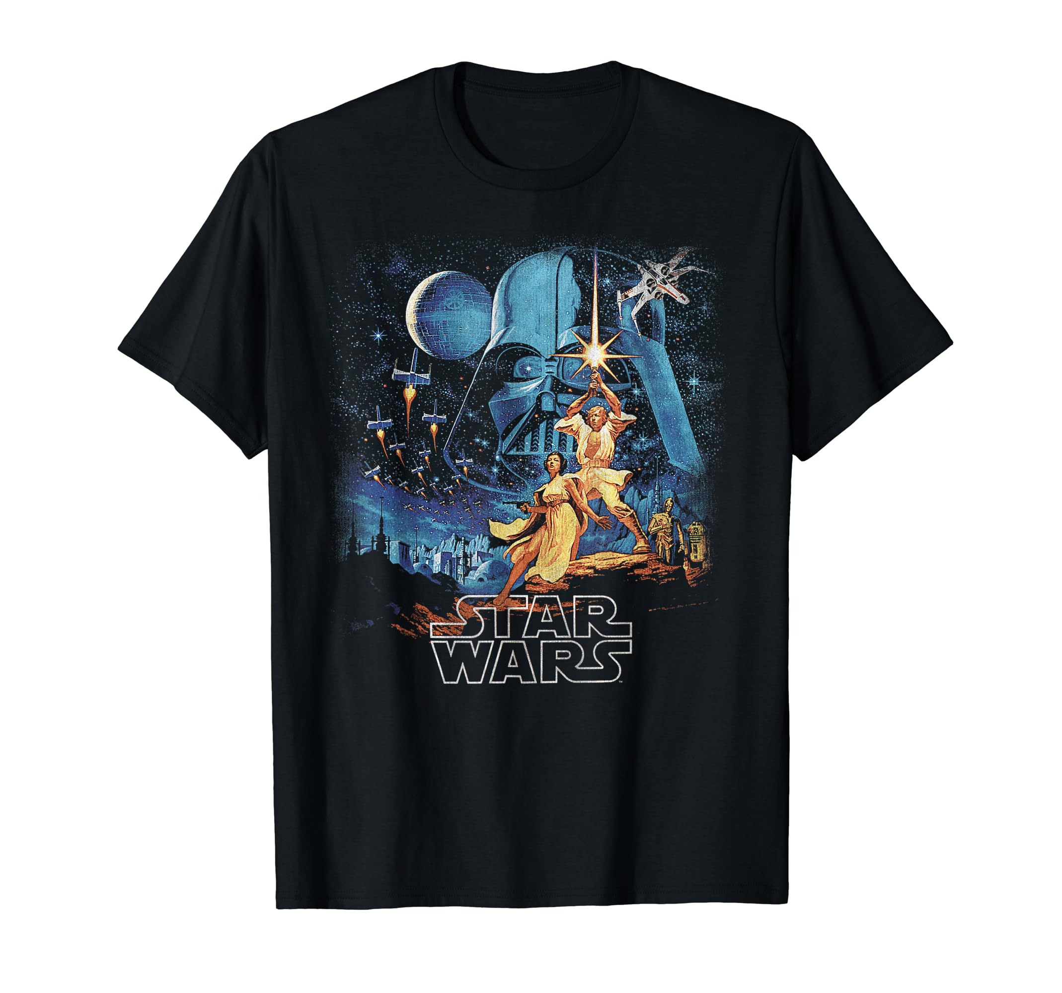 

Star Wars A New Hope Faded Vintage Retro Poster Disney+ T-Shirt