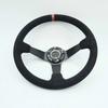 Car Racing Drift 350 Mm Suede Leather Steering Wheel 3.5" Deep With Horn Button