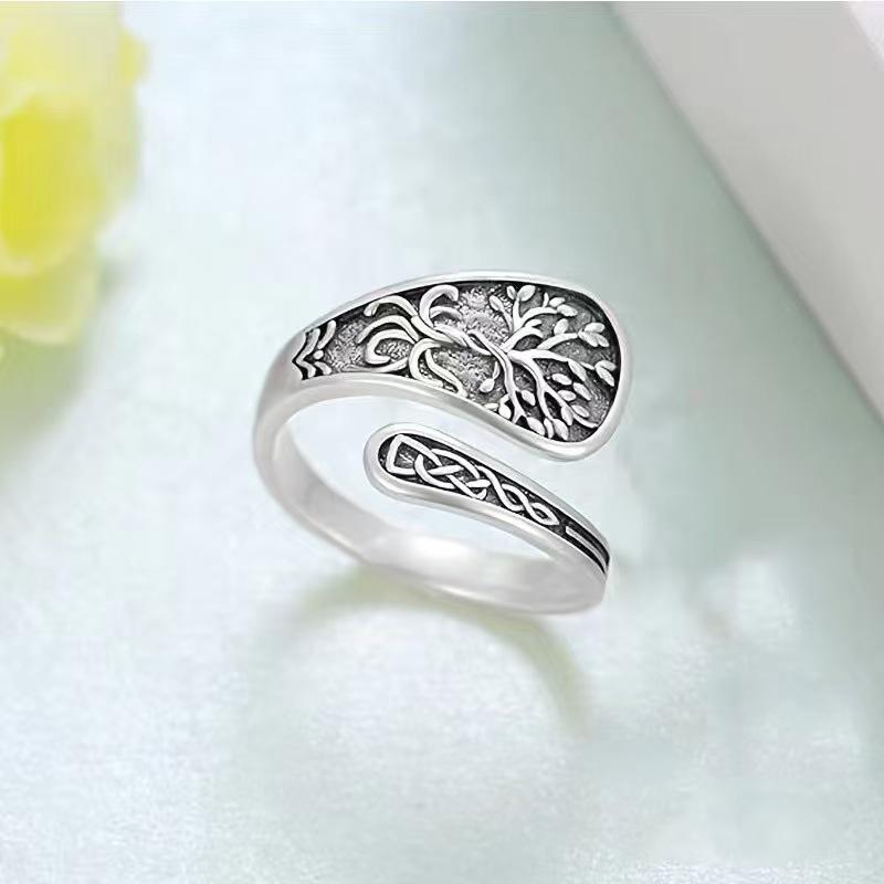 Temu Fashion Retro Adjustable Money Tree Ring