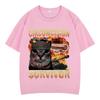 T-shirts Unisexe Vintage Amusants pour Chat Survivant de la Circoncision T-shirts Oversize Décontractés en Coton à Manches Courtes