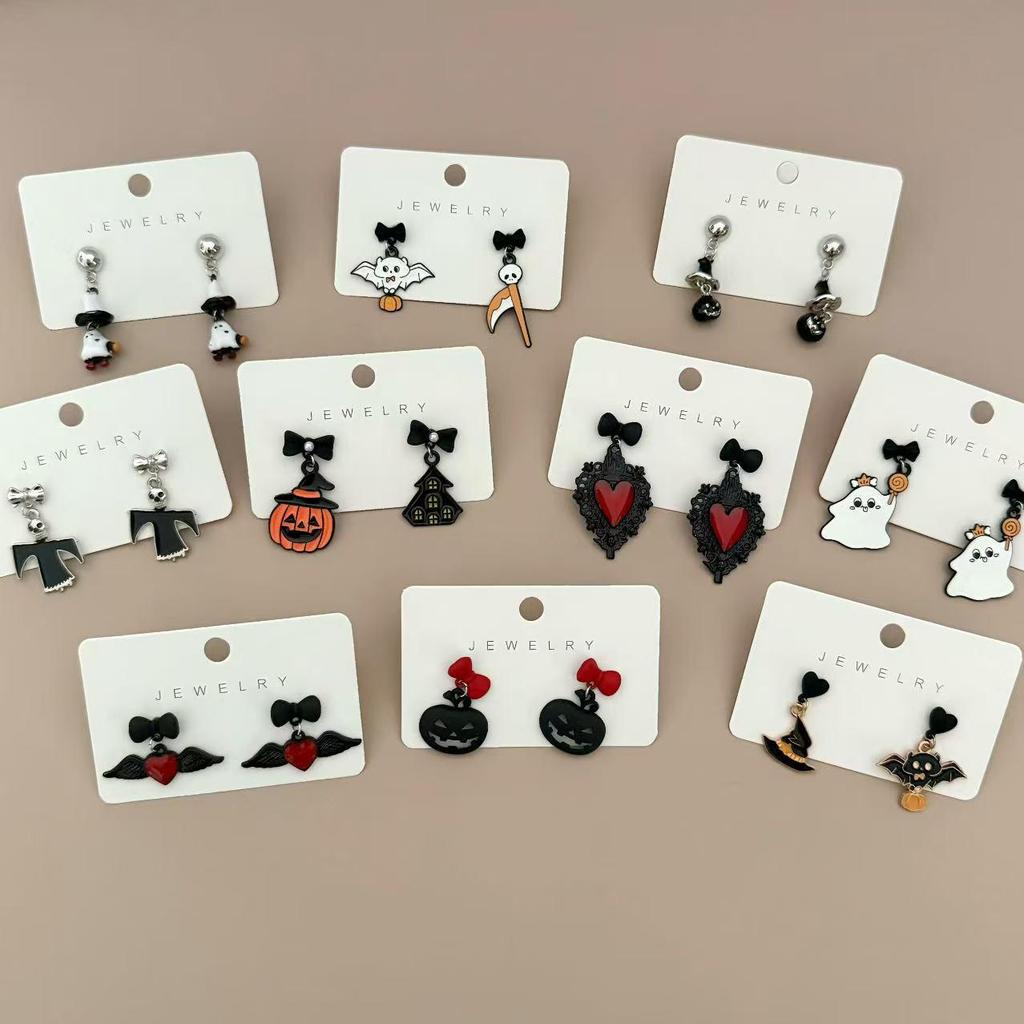 Unique Halloween Earrings: European and American Design with Pumpkins, Bats, and Devils