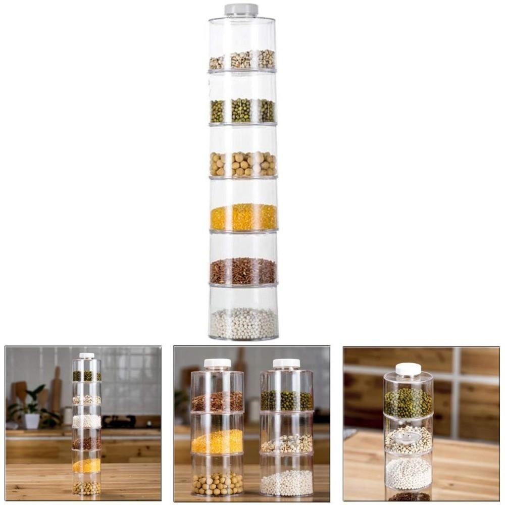 Space Saving Spice Jars Tower Transparent Condiment Bottles Stackable Spice Rack for Salt Spices