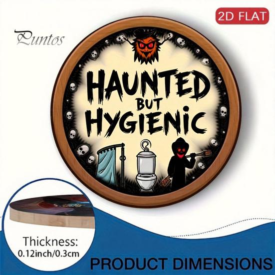 Unique Bathroom Wall Art Halloween Hanging Ornaments, Creative Ghost Wooden Gothic Style Home Decor Sign, Decorative Sign for Restroom Rustic Wood
