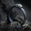 Dark Pioneer Retro Gothic Punk Black Articulated Snake Ring Personalized Street Niche Creative Trendy Fashion Party Gift Zircon