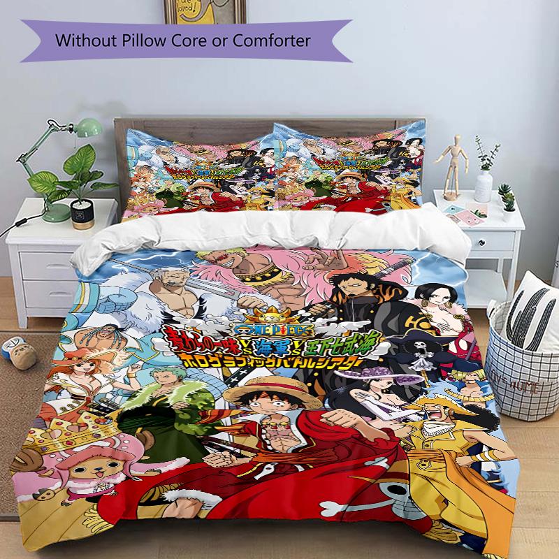 One Piece Adventure Print 3Pcs Bedding Setduvet Cover With 2 Bedropillowcase Home Birthday Gift