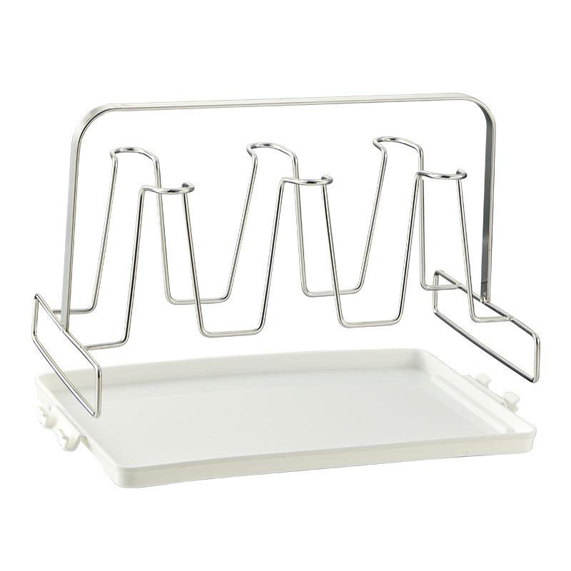 Suport pahare din oțel inoxidabil cu tavă de colectare a apei, suport pahare cu scurgere inversată, suport pahare din fier, uz casnic 6 pahare