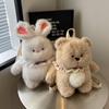 Cute Bear Backpack Rabbit Girl Sweet Shoulder Bag Doll Cartoon Animal Plush Stuffed Backpack
