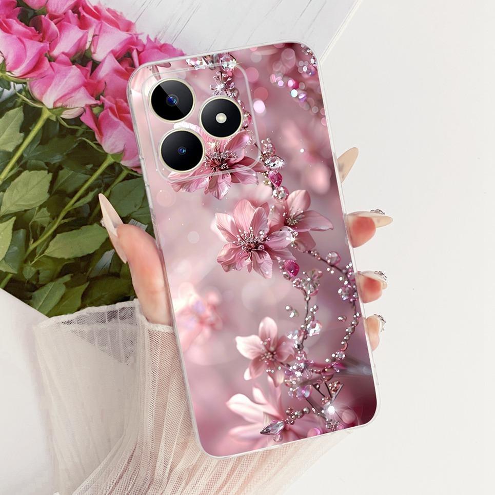 Für Realme C51 C51s C53 C60 / Realme Note 60 Handyhülle Bunte Schmetterlingsblume Girly Weiche Silikonhülle Transparente Rückseite