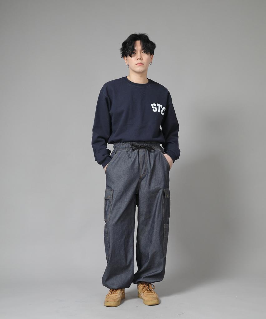 Seinteukeulu Double Cargo String Jogger Pants Dcj-338 Denim Light Indigo