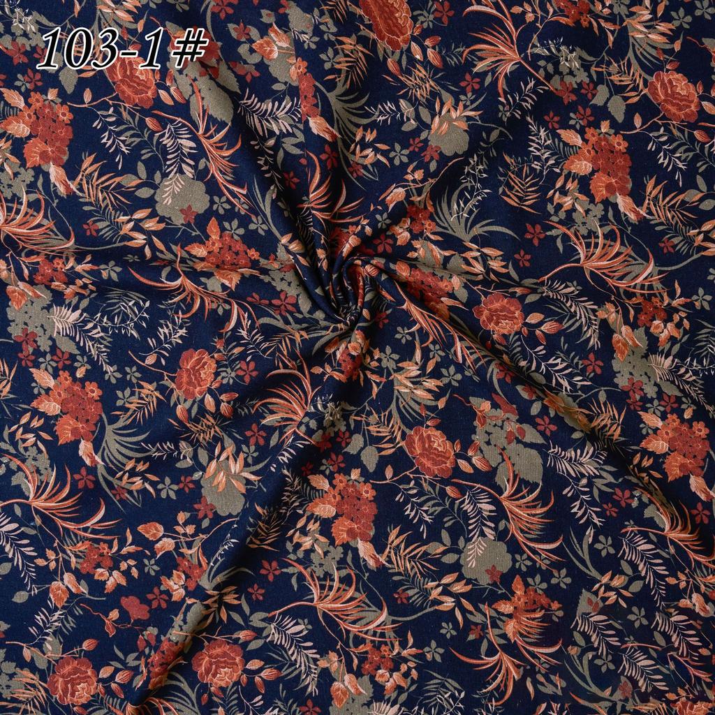 145x100cm Cotton Linen Small Floral Printed Fabric For Women's Clothing, Decorative Fabric DIY Handmade Sewing Cloth Fabric
