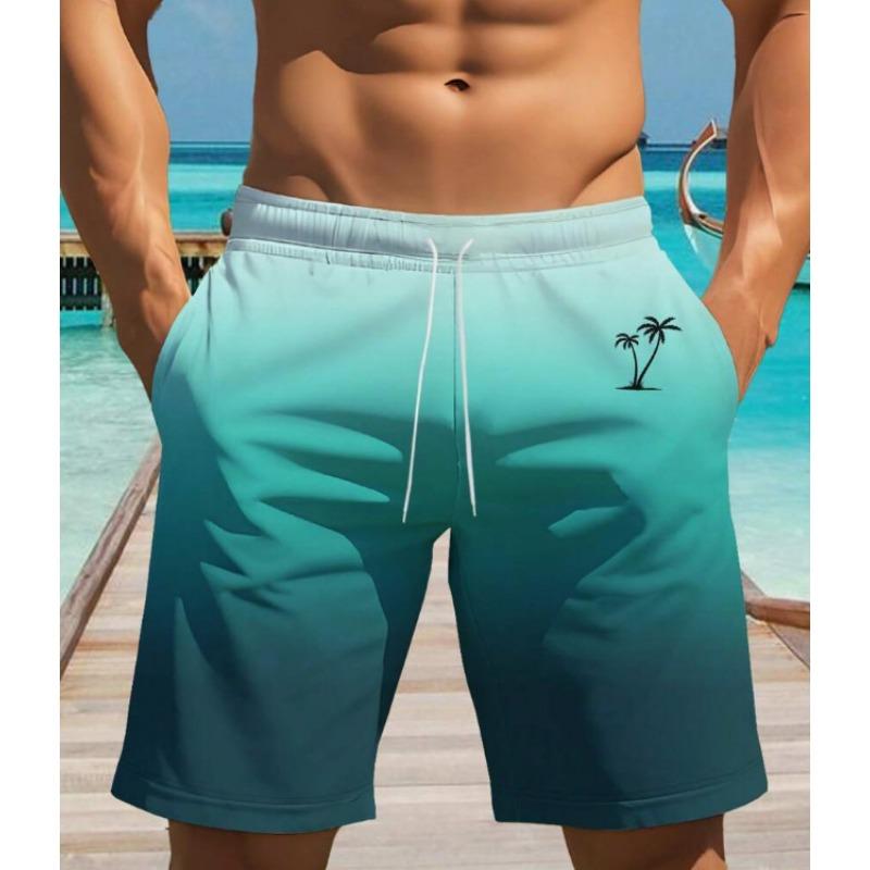 Men's Lemon Striped Print Board Shorts Quick Dry Beach Swim Trunks