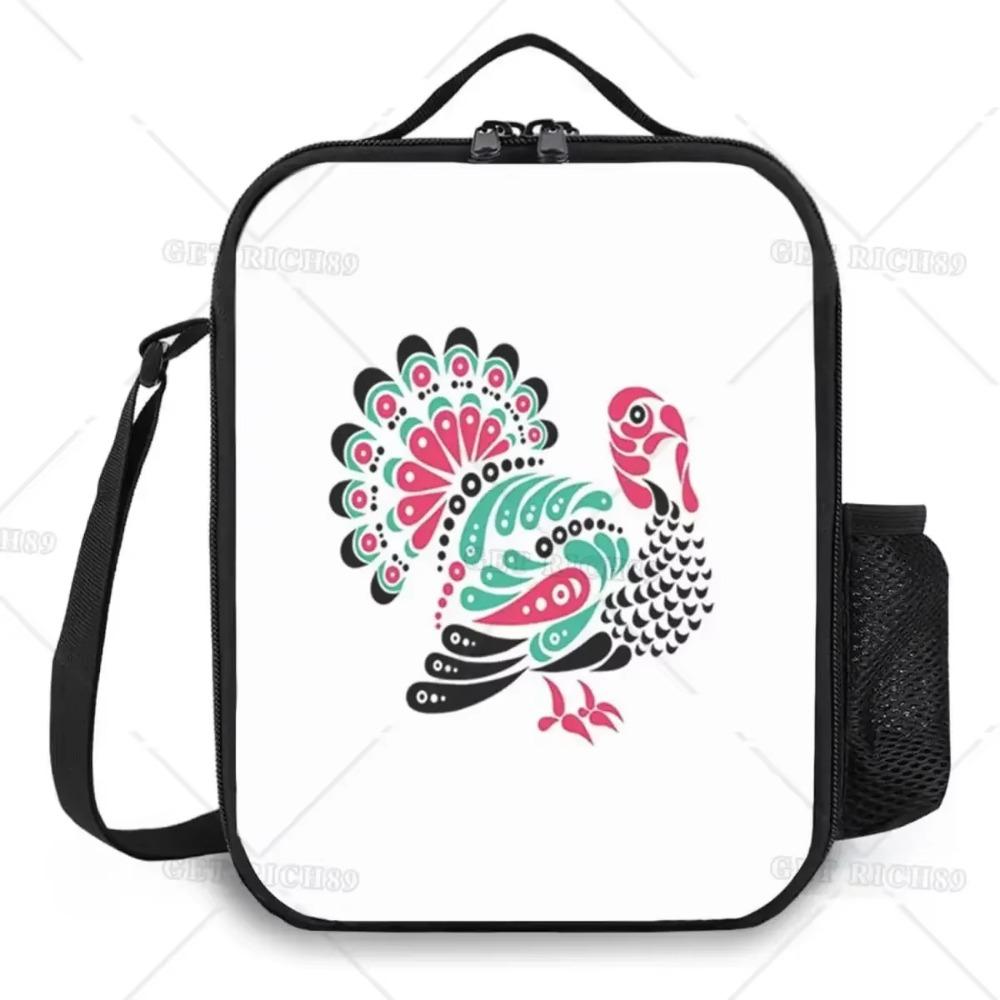 Folkloric Themed Bohemian Ornaments Animal Insulated Lunch Bag for Women/Men Reusable Lunch Box for Office Work Picnic School