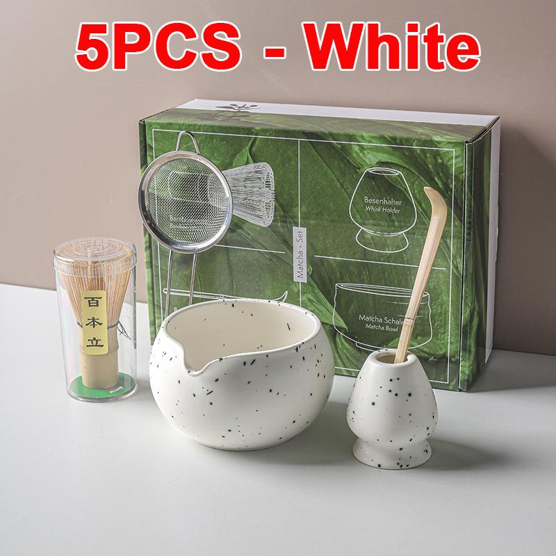 Set Cadou Matcha Tradițional 4/5/7/8 buc Tel Matcha Bambus Linguriță Bol Matcha Ceramic Suport Tel Seturi Ceai Japonez