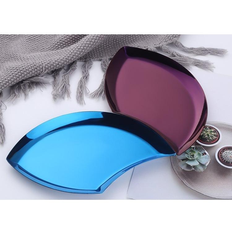 Creative metal jewelry ring plate, stainless steel, leaf shaped, fruit, dried fruit, storage plate, afternoon tea plate
