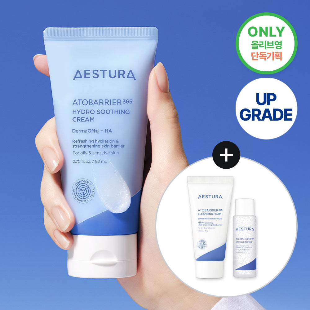 AESTURA Atobarrier365 Hydro Soothing Cream 80ml +Toner 25ml+Cleansing Foam