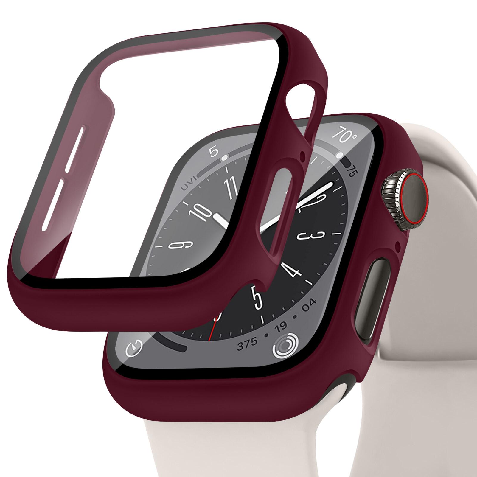 

Жесткий чехол для ПК Apple Watch 45 мм 41 мм 40 мм 44 мм 38 мм 42 мм, защитное стекло для экрана, лицевая крышка, бампер для iwatch Series 8 9 7 SE 6 5 4 3 2 40mm series 6 5 4 SE SE2