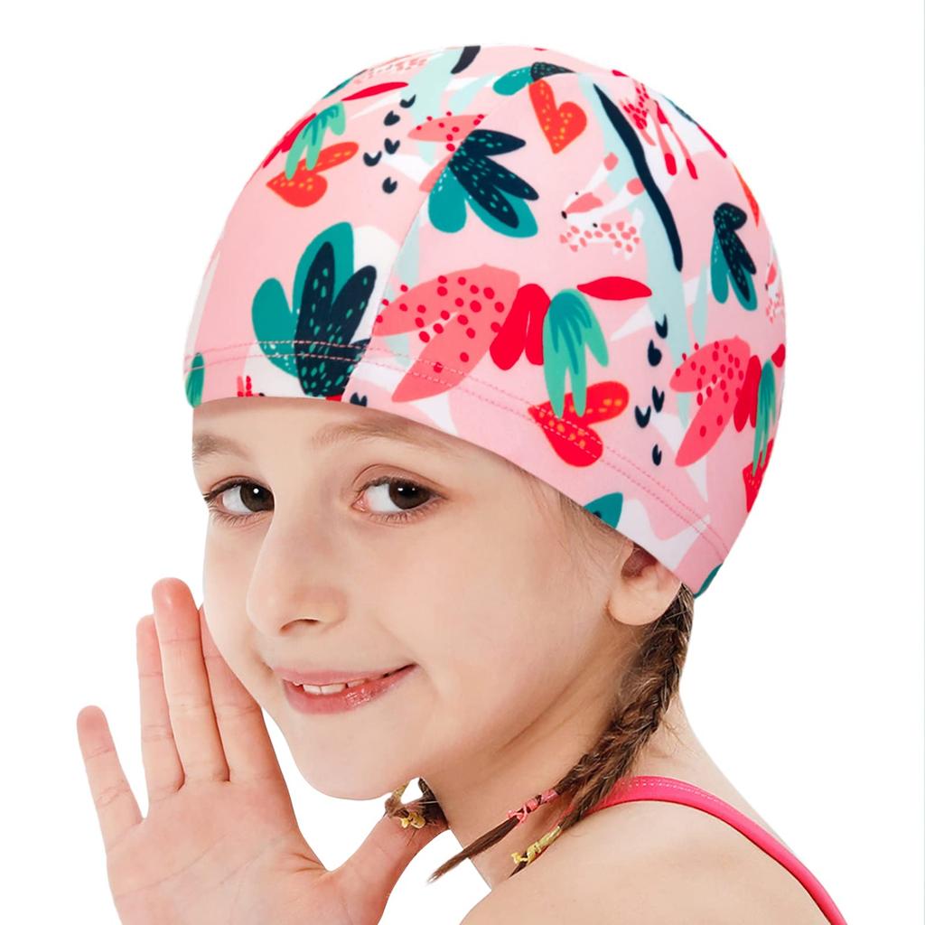 Swim Animal 3D Keeps Hair Suitable for Elementary School Ages Perfect for Swimming Water and Pool Girls' Cap, Pink, Print, Stretchy, Design, Dry,