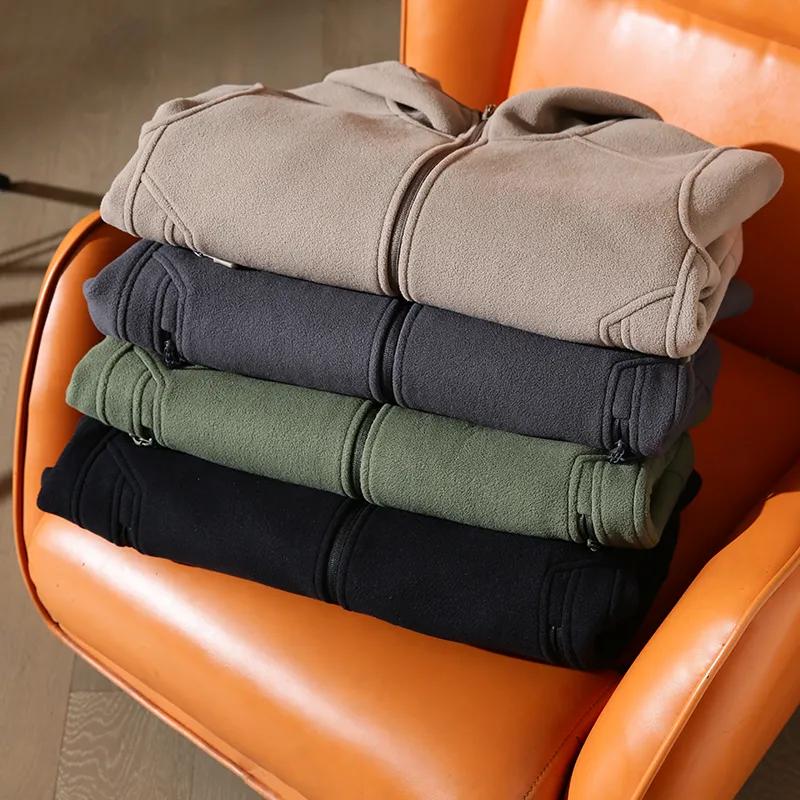 Men's Autumn/Winter Fleece Jacket Youth Hoodie Solid Casual Jacket