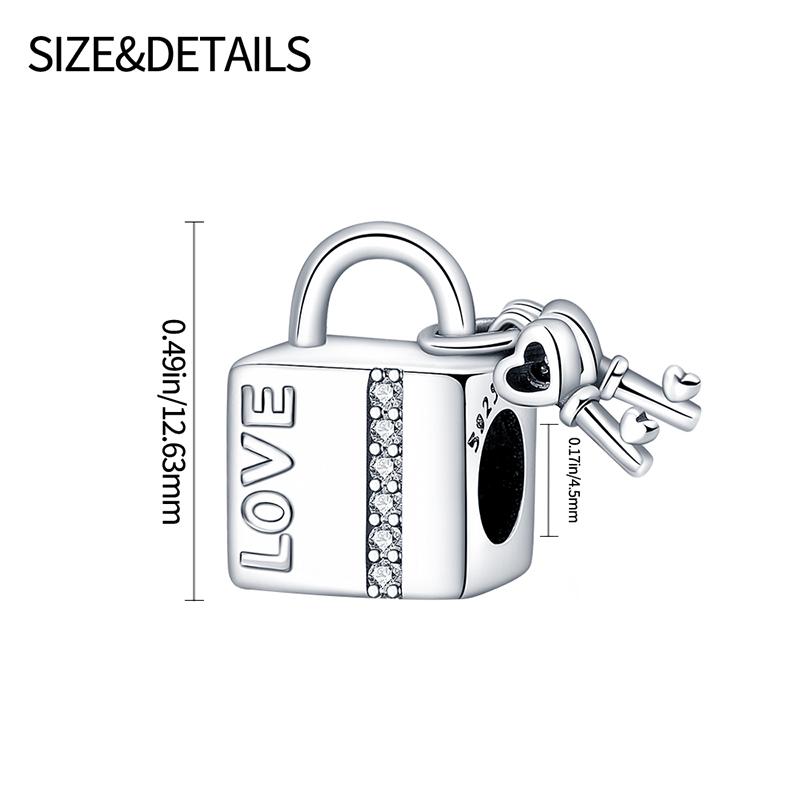 Charms Original Copper Plated Love Heart Lock Pendant Beads Fit Bracelet Diy Fine Gift Women Delicate Jewelry