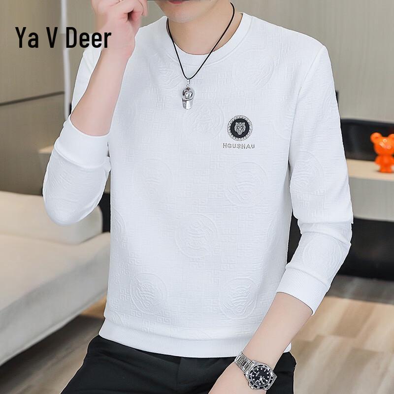 Yalu Men s Jacquard Round Neck Long Sleeve T-Shirt M