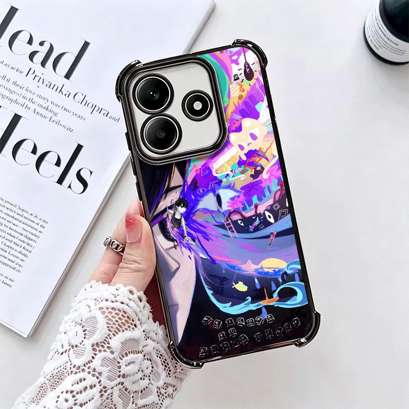 O-Omori Cartoon Game Plating Phone Case For Xiaomi Redmi Note 14 15 Pro Plus 13 12 11 11S 11T 10 9S 9 5G Anti-Fall Airabag Cover