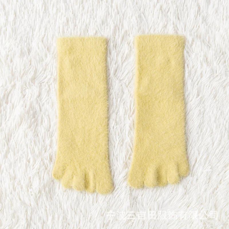Meias de inverno femininas cinco dedos quentes coloridas macias e aconchegantes meias femininas chinelos de chão moda casual meias de bico grosso confortáveis