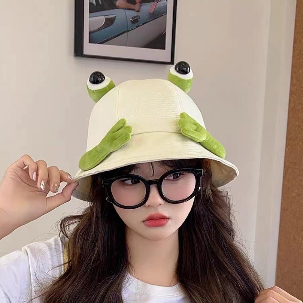 Big Eyes Pattern Big Eyes Frog Bucket Hats Cute Design Wild Panama Hats Basin Hats  Sun Protection