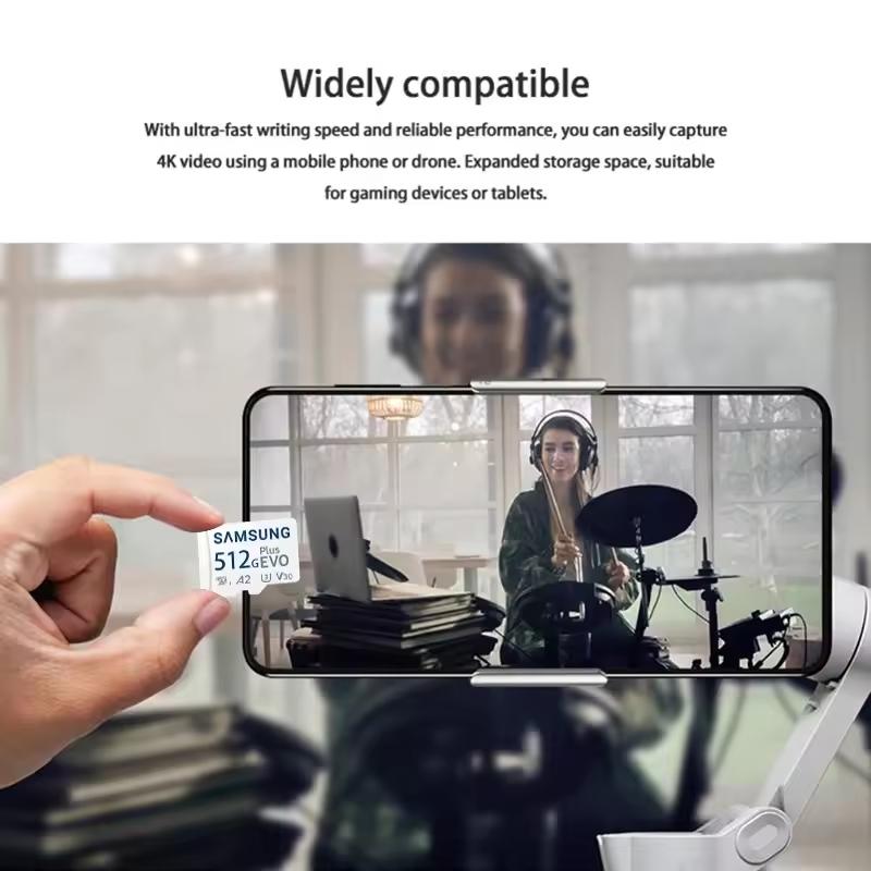 Samsung EVO Plus microSD 128GB Memory Card+Adapter 64G 256G microSDXC,Speeds Up To 160 MB/s,UHS-I,C10,U3,V10,A3,Upgrade Storage for Phones,DJI,Cameras