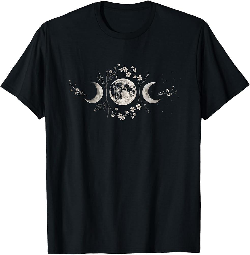 Moon Phase Lunar Cycle Moonchild Botanical Flowers Crescent TShirt Unisex T-Shirt S