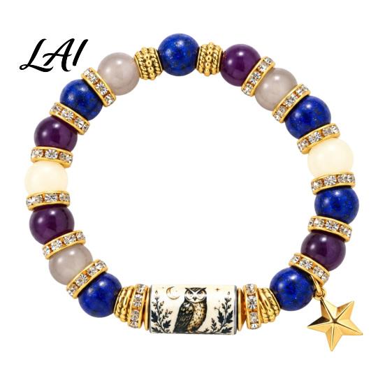 Cute Owl Cat Bird Bracelet Stretch Deer Beaded Bracelet Retro Animal Bead Bull Skull Birthday Present for Her Elastic Boho Women Autumn Holiday