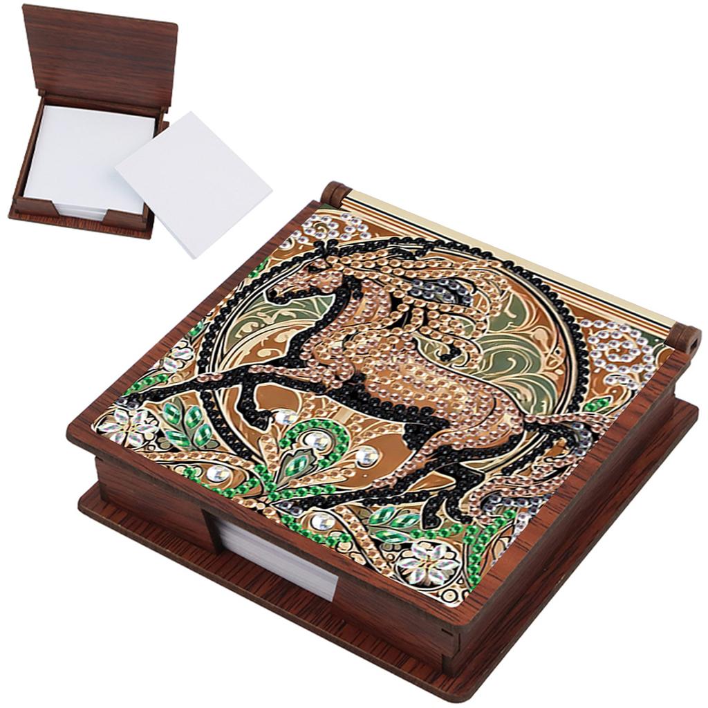Wooden DIY Sticky Note Holder Diamond Art with 160 Papers Diamond Painting Memo Pad for Home Office and School Supplies