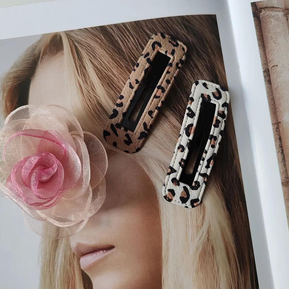 2pc Fashion European and American Leopard BB Hairpin Hair Side Clips for Girls Women Kids Childs Ladies Party Hair Accessories