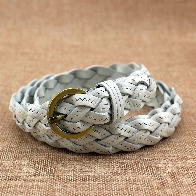 

Mei Mary Four-strand broken cowhide braided belt, thin decorative belt, genuine leather twist thin belt
