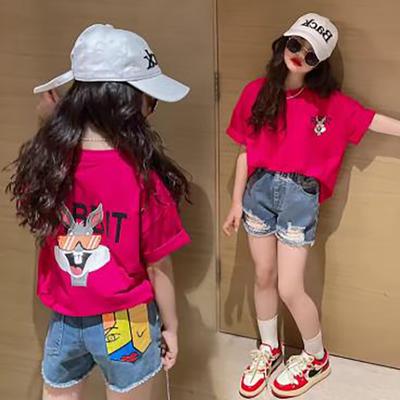 Sommer Kinder Cartoon Print T-Shirt für Mädchen Causal Kurzarm T-Shirts Teenager Mode Kinderkleidung