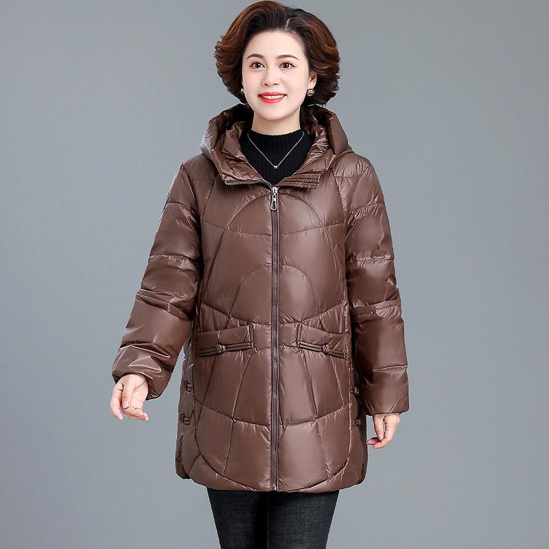 Middle Aged Mother Winter Down Cotton Jacket Bright Face Korean Quilted Coat Thicken Warm Grandma Snow Wear Parkas