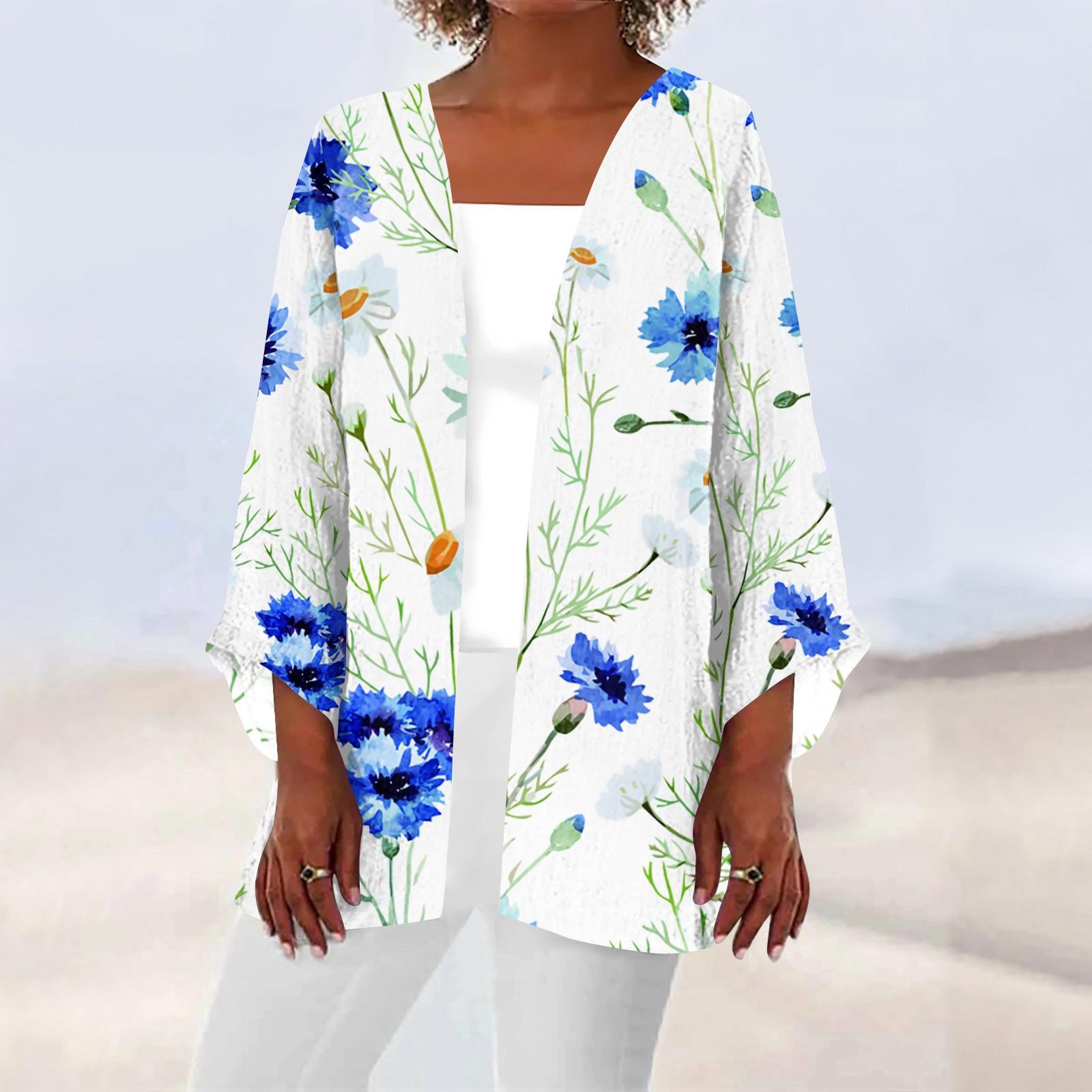 

Женская повседневная модная легкая куртка средней длины с принтом в стиле ретро, ​​кардиган XL белый