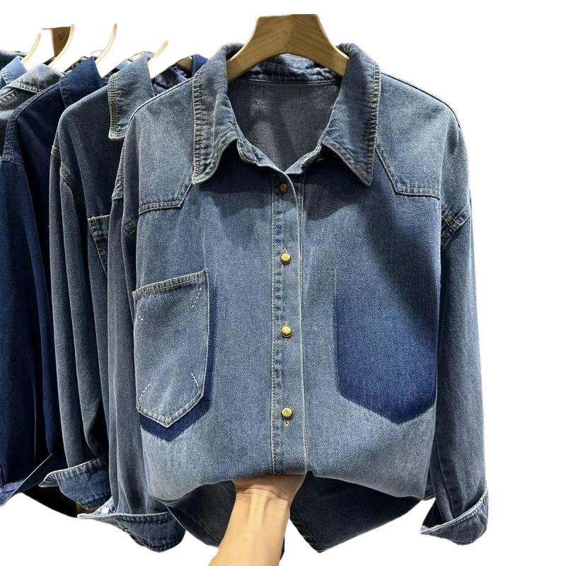 2024 Spring Women's Designer Denim Jacket: Hong Kong Korean Style, Casual Versatile Long Sleeve Layering Shirt