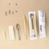 Four-Piece Disposable Cutlery Set: American Spoon & Three-Piece Takeout Chopsticks with Custom Logo Packaging for Restaurants