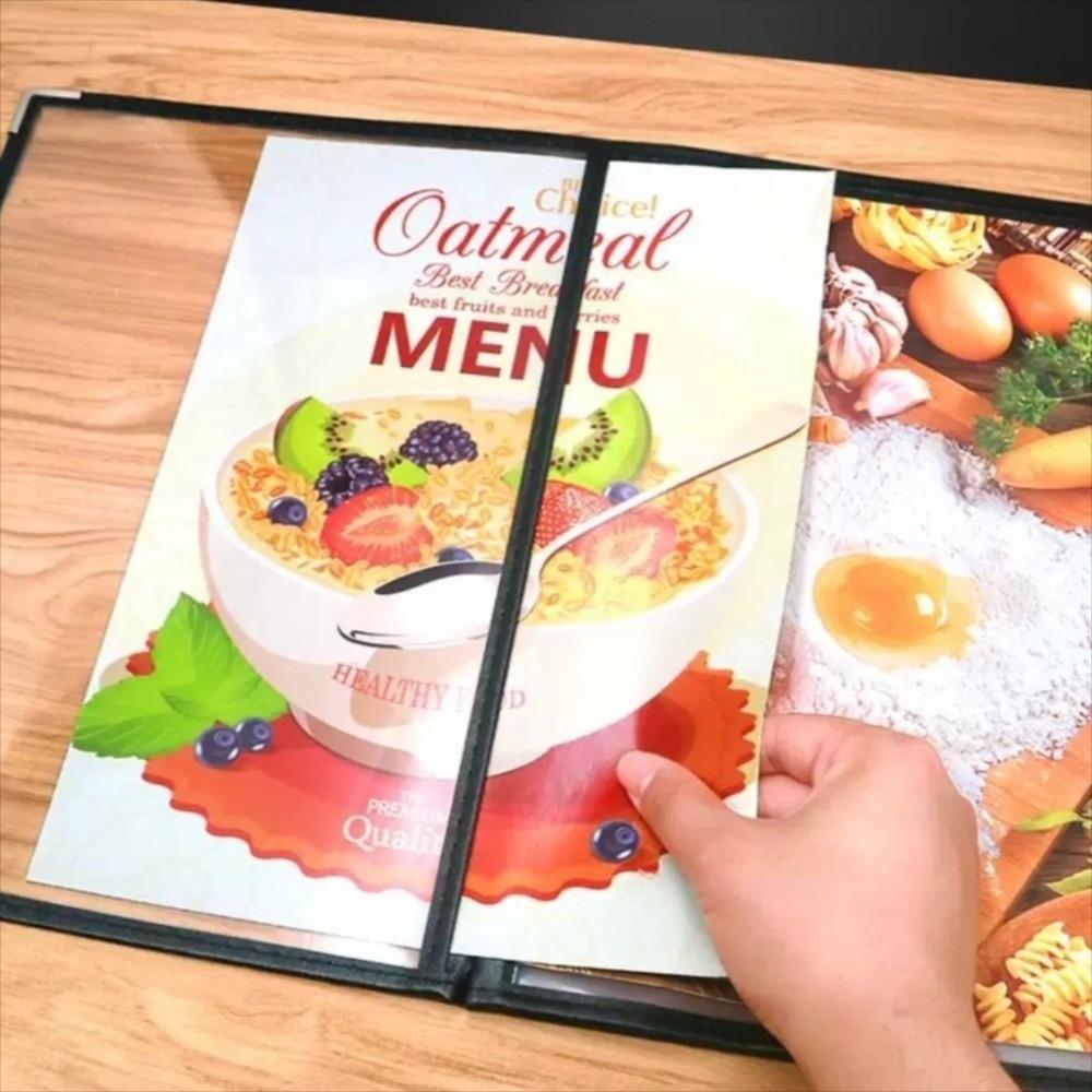 Foldable PVC Transparent Menu Cover Metal Corners Menus Price Display Book Bar Cafe