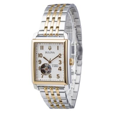 Sutton Two Tone Stainless Steel Open Heart Silver Dial Automatic 98A308 Men's Watch