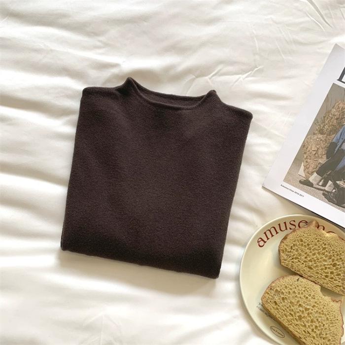 

Women s Slim-Fit Knitted Half-High Neck Sweater - Soft, Solid Color, Warm Autumn/Winter Top One Size