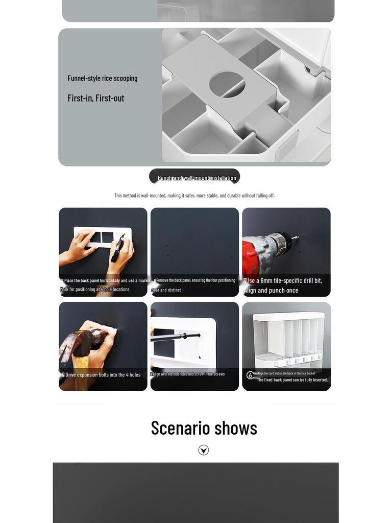 Wall-Mounted Rice & Grain Storage Container - Insect-Proof, Moisture-Proof, Sealed, and Multi-functional