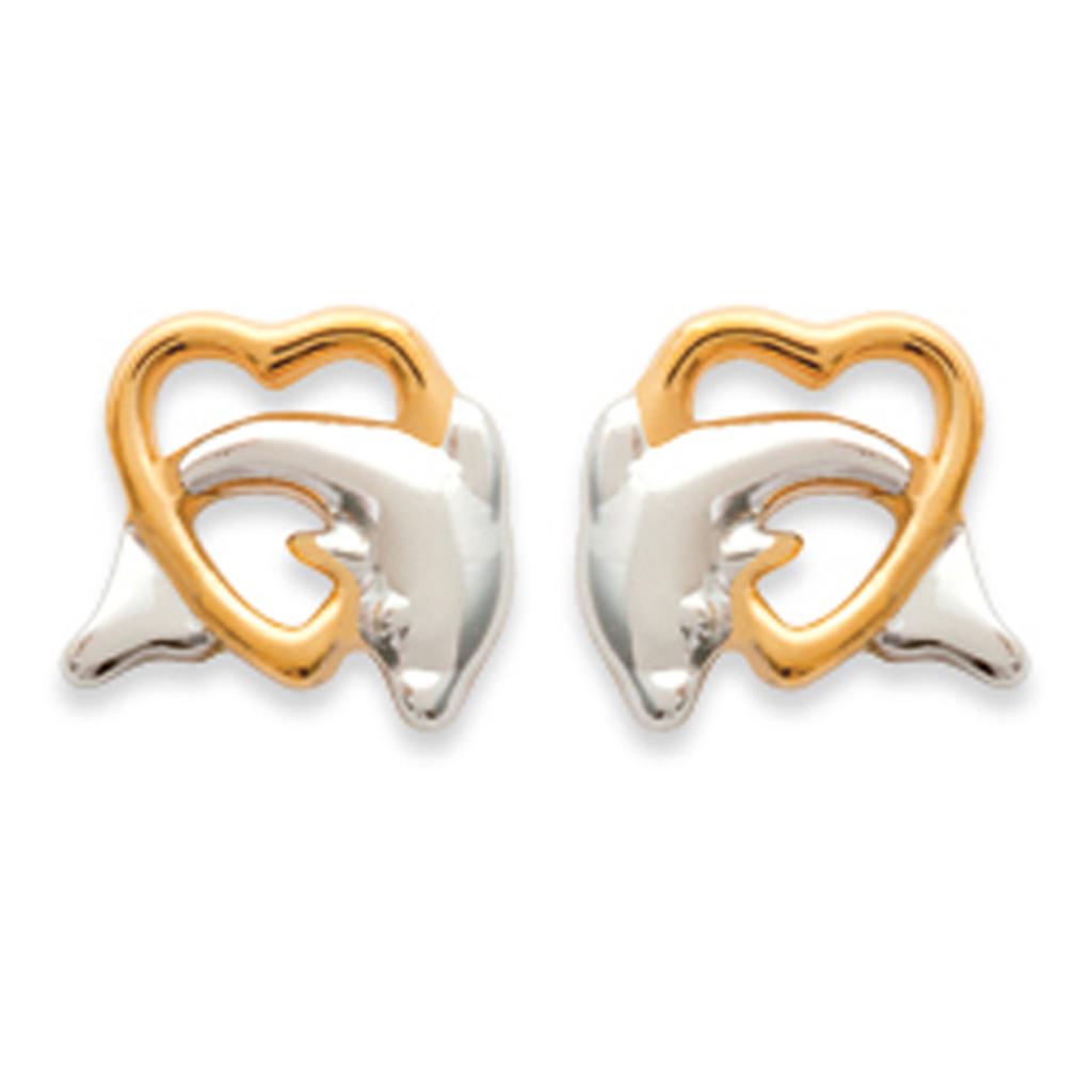 Les Trésors De Lily [N0023] - Gold Plated 'Dauphins of Love' Silver Plated Earrings - 8x8 Mm