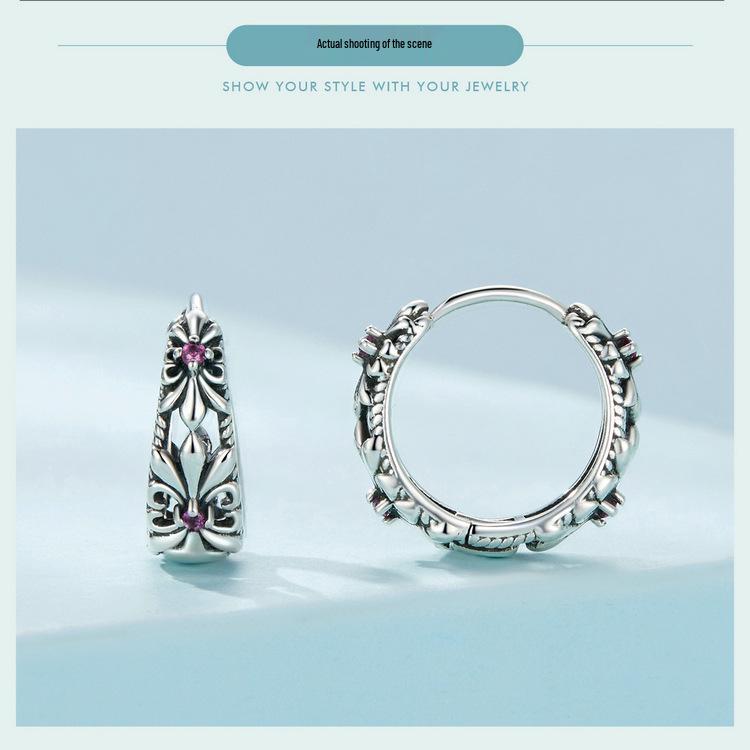 Avle Retro Iris Hul Sterling Sølv S925 Allsidige Sommer Øredobber for Kvinner