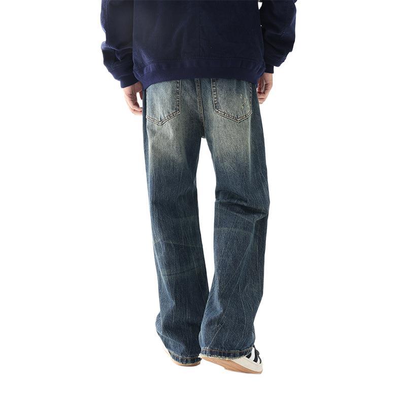 American High Street Retro Jeans Men's Loose Straight Flare Wide-leg Pants