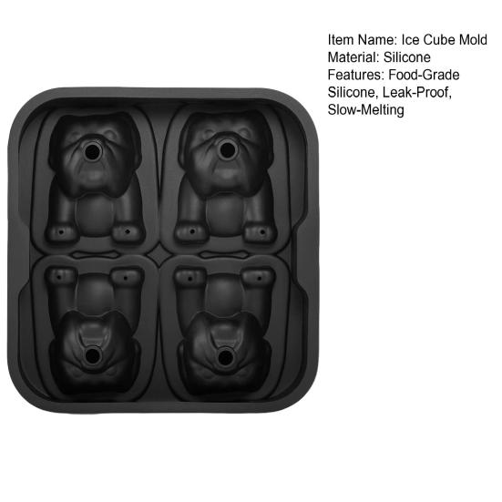 Forma na ledové kostky Bulldog Velká forma na led 3D tvary psů Pomalu tající formy na ledové kostky na whisky koktejly bourbon